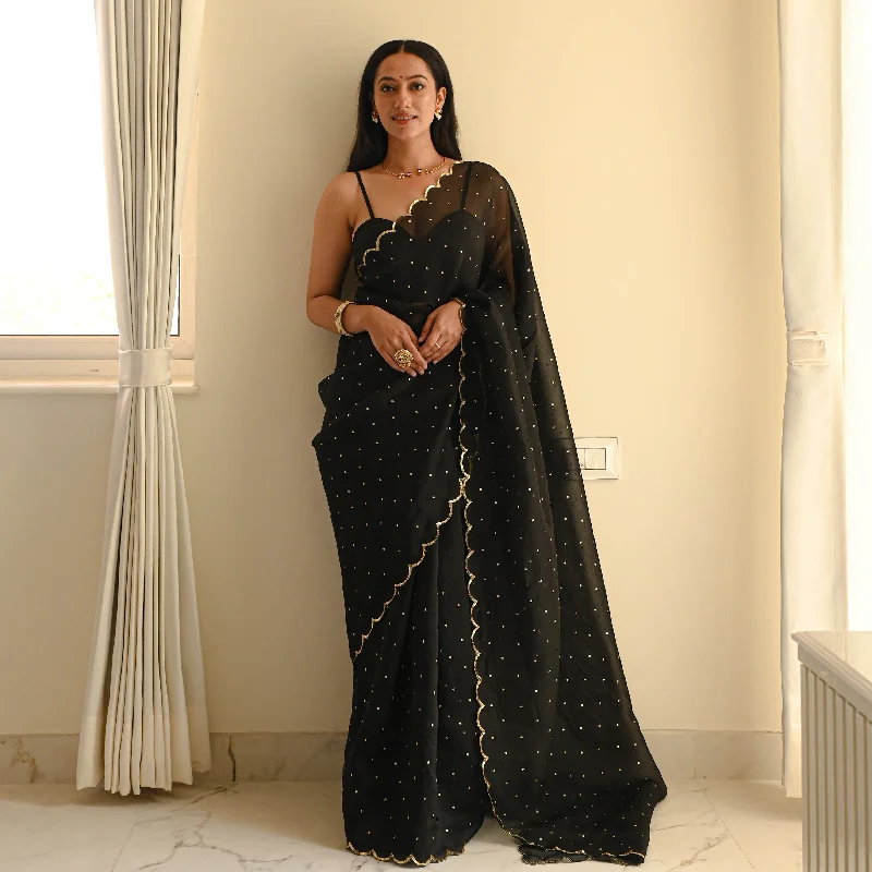 Black Pure Silk Organza Saree