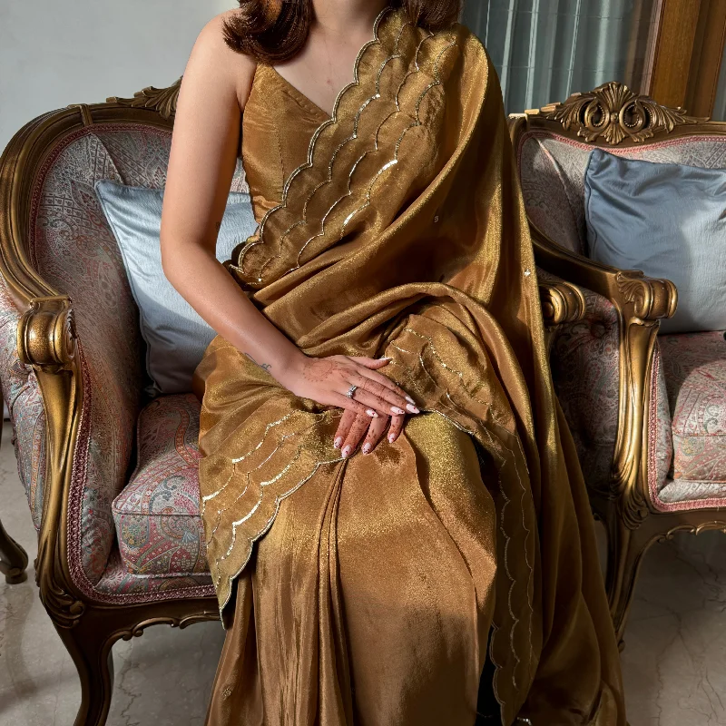 Golden Yellow Tissue Saree