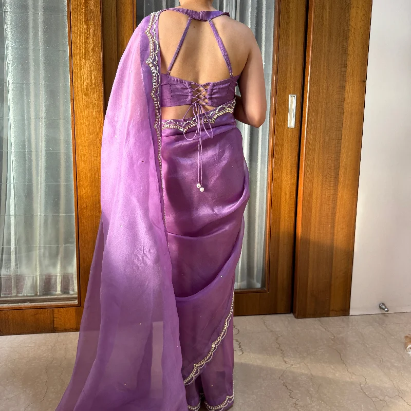 Purple Silk Organza Saree