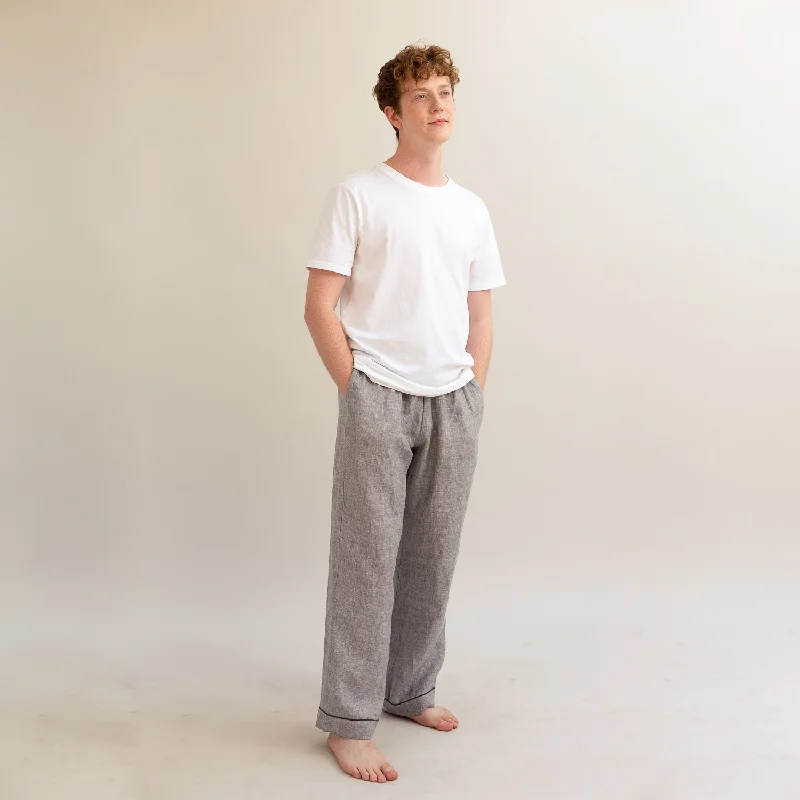 Men's Gray Linen Pajama Pants