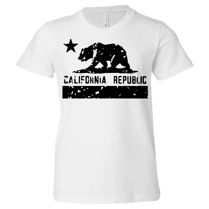 California Flag Black Print Silhouette Asst Colors Youth T-Shirt/tee