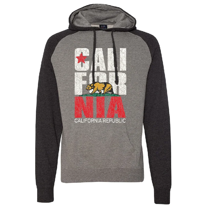 California Republic Vintage Retro Bold Raglan Hoodie