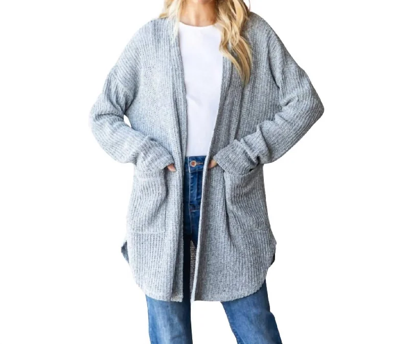 Long Sleeve Cardigan In Grey