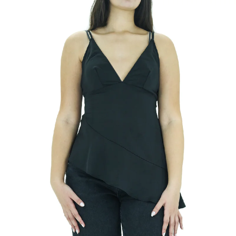 Women's Ruffle Plain Top,Black