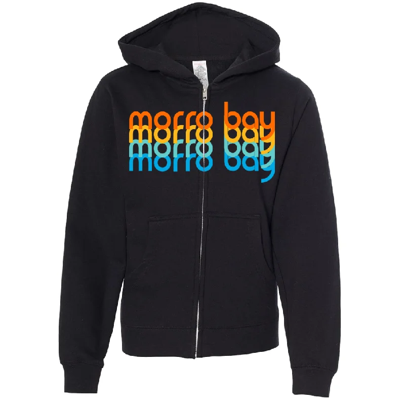 Morro Bay Stacked Premium Youth Zip-Up Hoodie