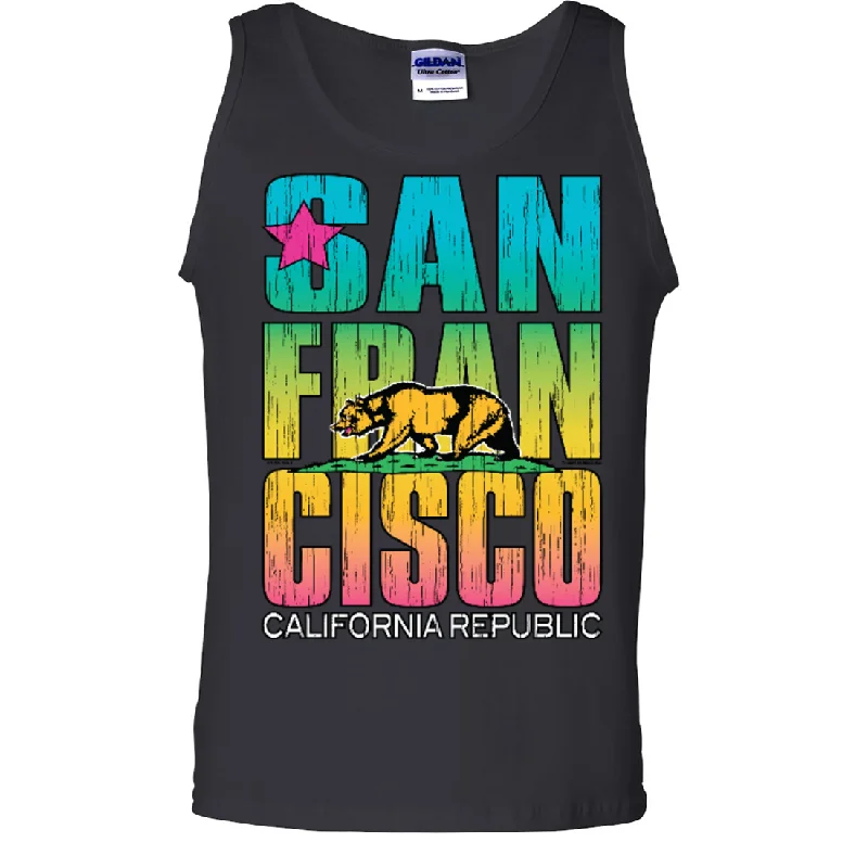 San Francisco California Neon Rainbow Asst Colors Tank Top