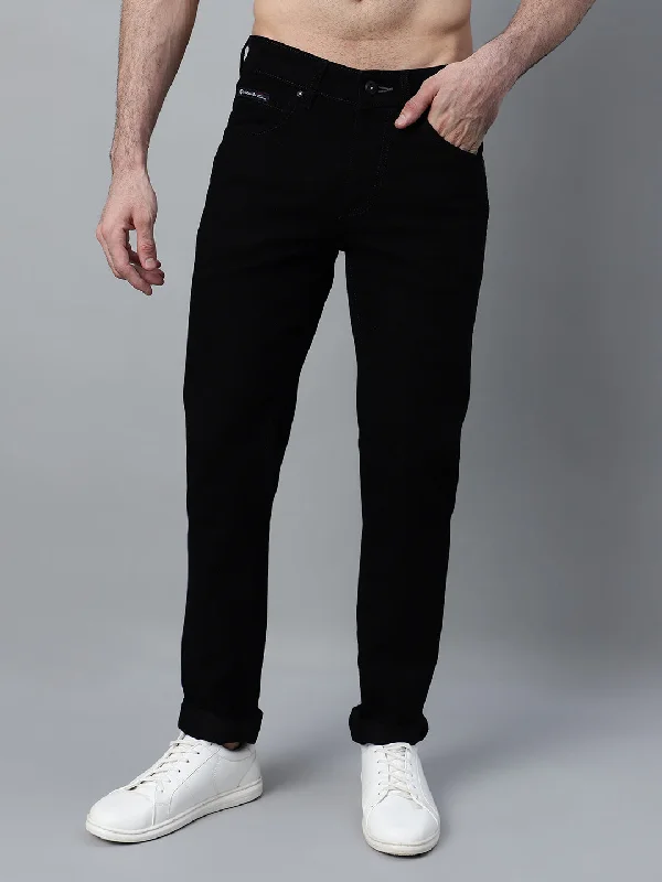 Men's Black Solid Stretchable Jeans