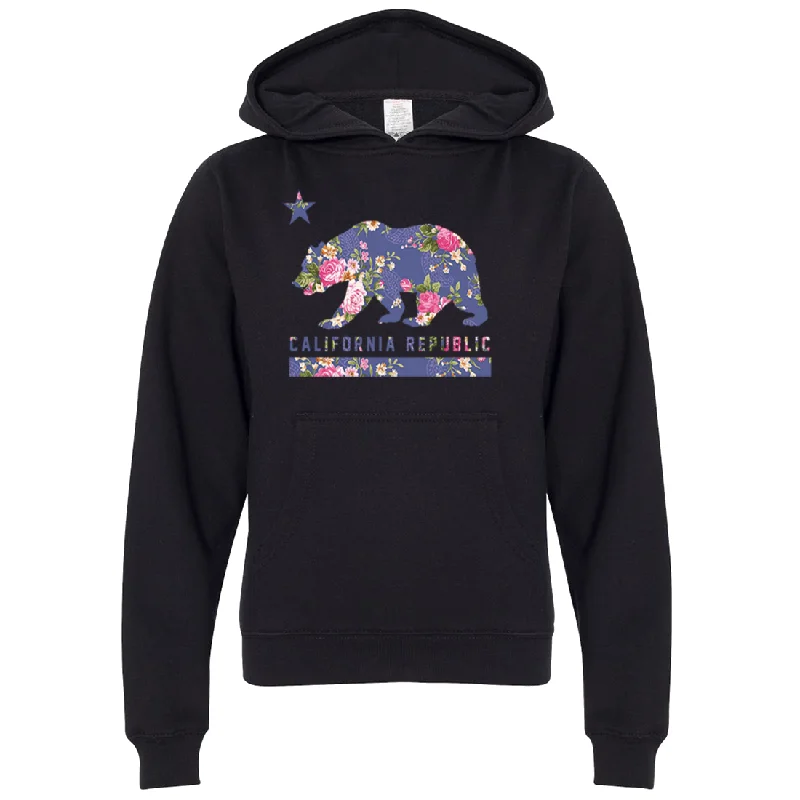 California Republic Paisley Flower Bear Premium Youth Sweatshirt Hoodie