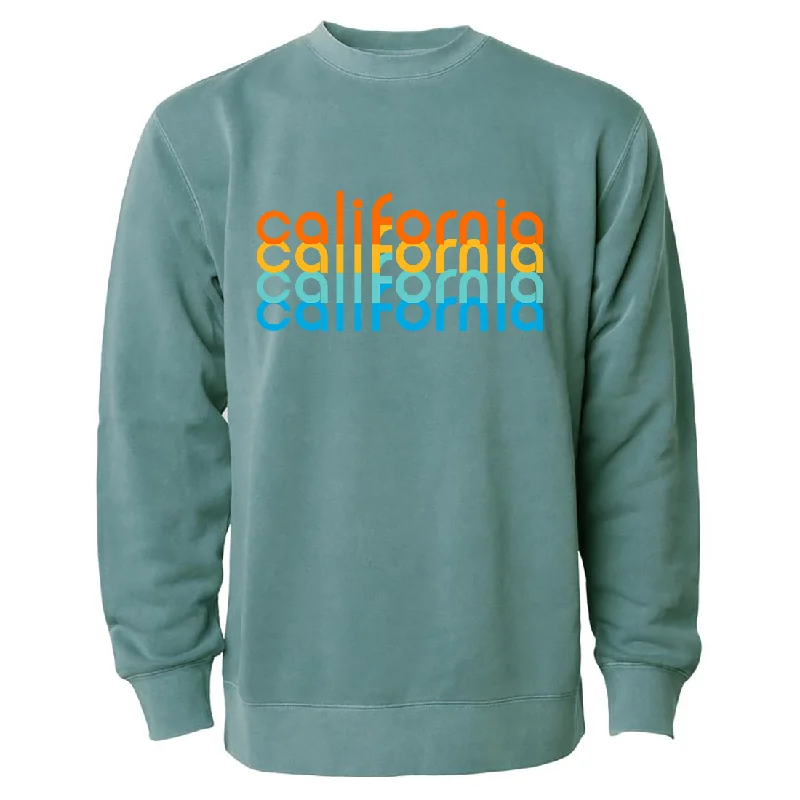 California Repeat Text Pigment Dyed Crewneck Alpine Green