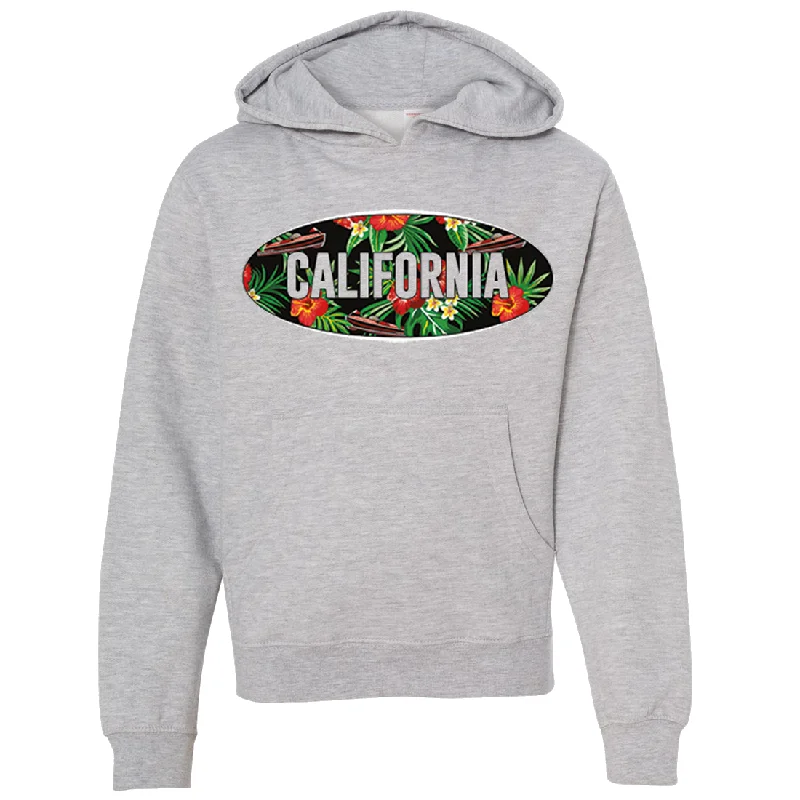 California Tropical Flowers Logo Premium Youth Sweatshirt Hoodie