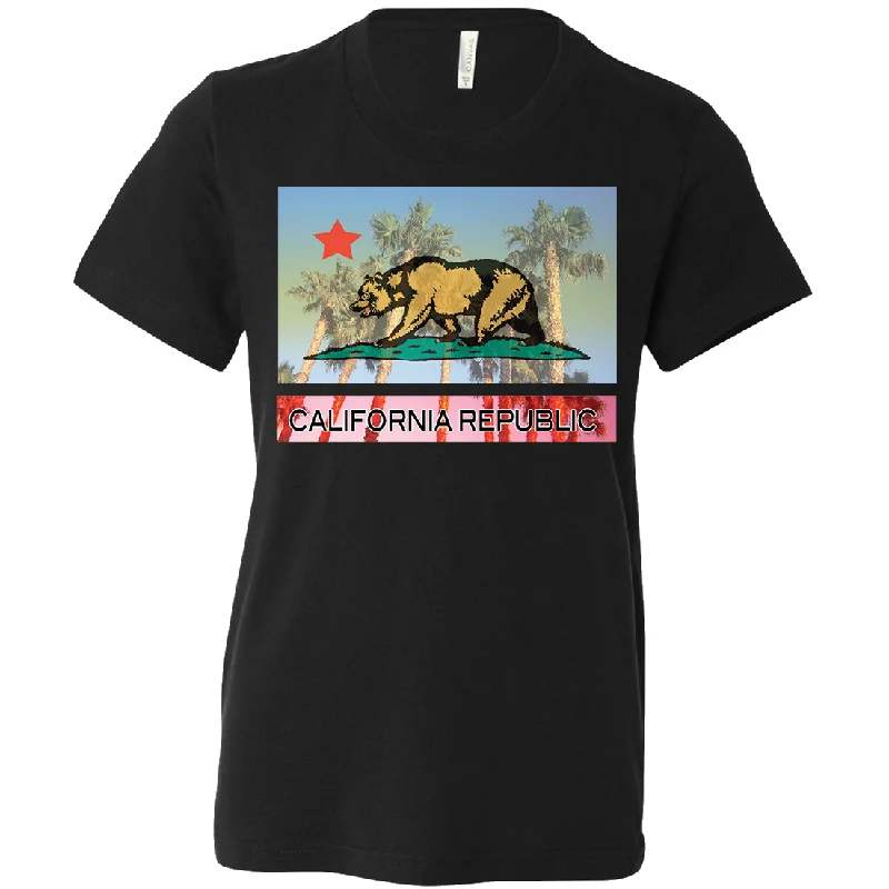 California Republic Palm Tree Bear Asst Colors Youth T-Shirt/tee