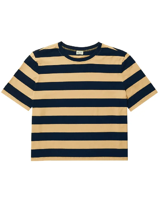 The Brentwood Tee in Khaki and Navy Stripe