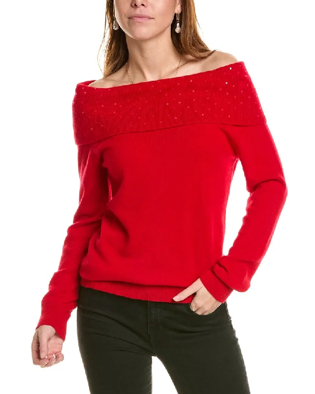 sofiacashmere Off-the-Shoulder Cashmere Sweater