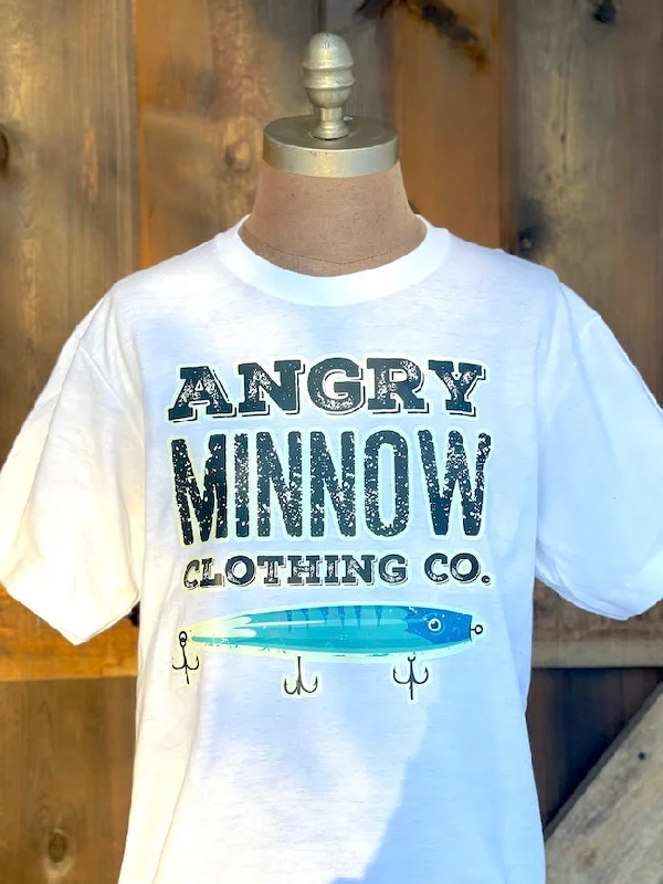 Angry Minnow Logo Tee- Glacier White