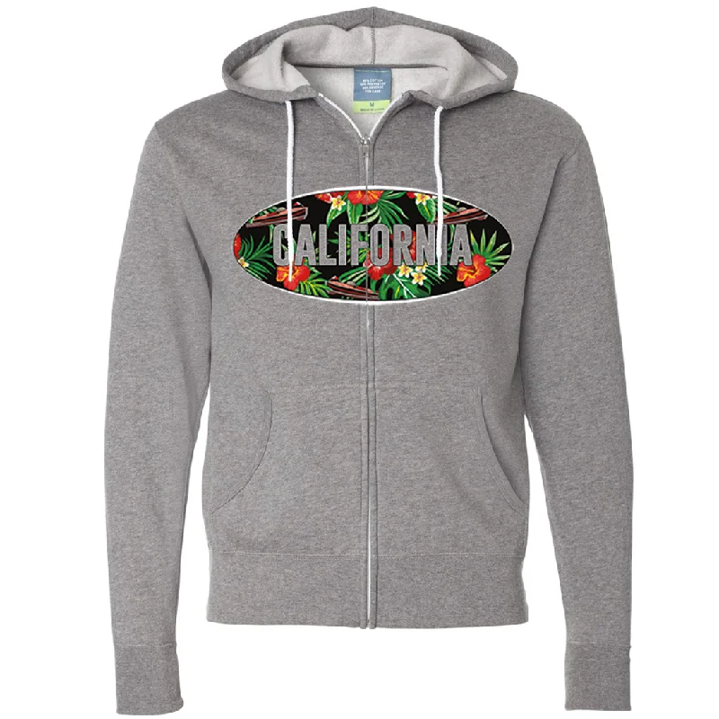 California Tropical Flowers Logo Zip-Up Hoodie