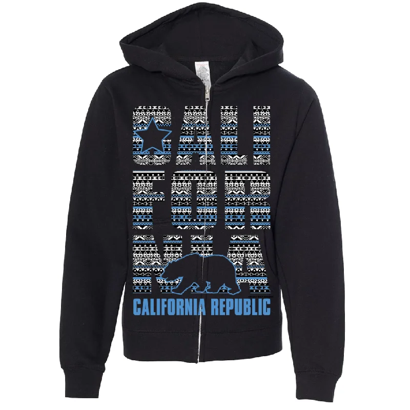 California Republic Tribal Aztec Premium Youth Zip-Up Hoodie