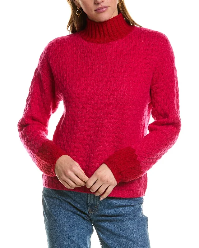 Kier + J Textured Turtleneck Wool & Cashmere-Blend Sweater