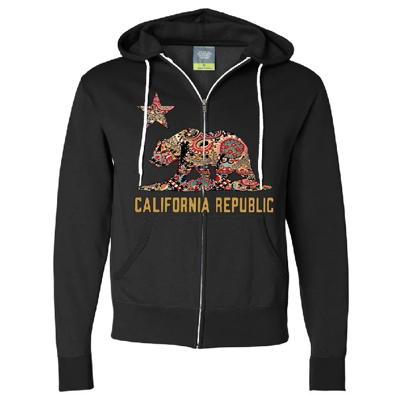 California Republic Paisley Bear Zip-Up Hoodie