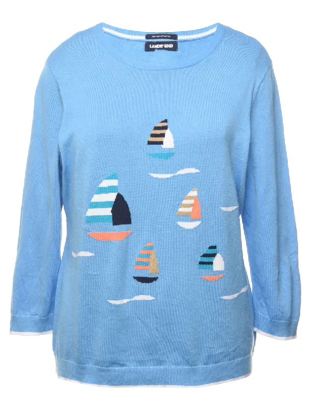 Nautica Print Fine Knit Jumper - L