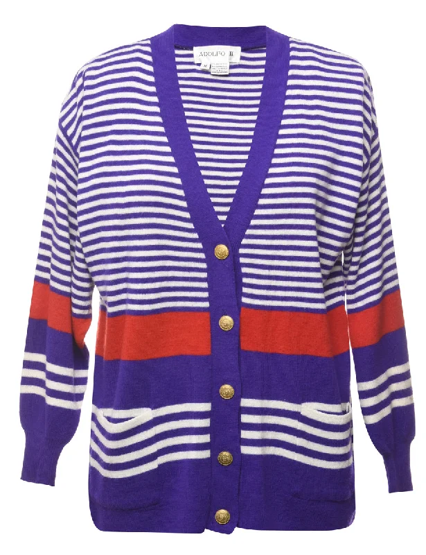 Purple Striped Cardigan - M