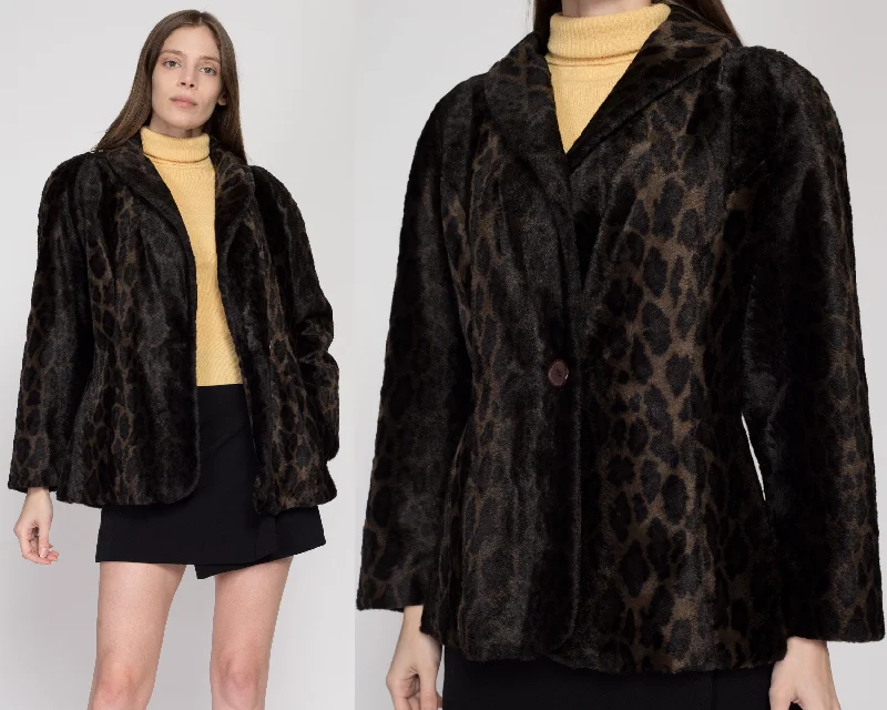 Small 90s Leopard Print Plush Faux Fur Coat