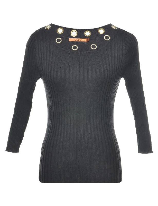 Stretchy Black Jumper - S