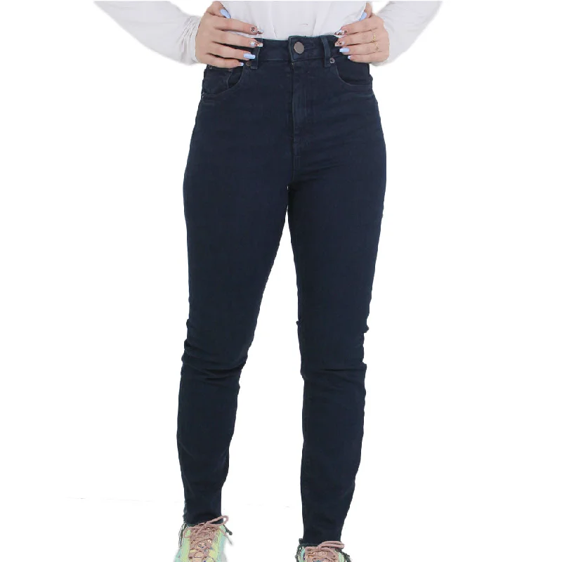 Women's Ripped Back Straight Jeans,Navy