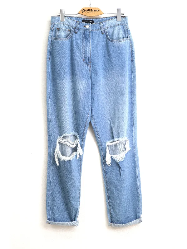 Women's Ripped Washed Jeans,Light Blue