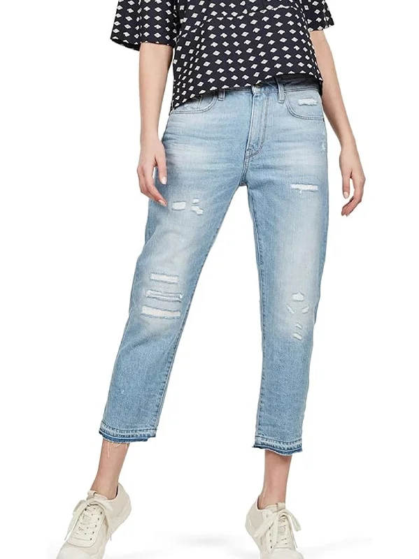 Women's Ripped Washed Boyfriend Jeans,Light Blue