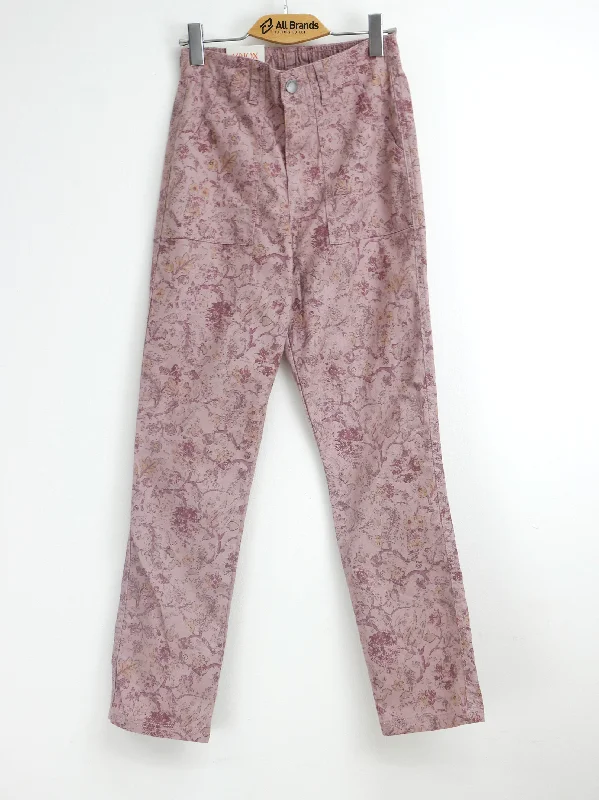 Women's Floral Printed Jeans Pants,Pink