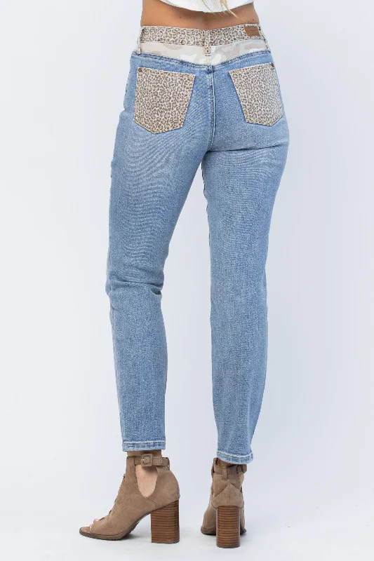 Judy Blue High Waist Cheetah Camo Slim Fit Jeans