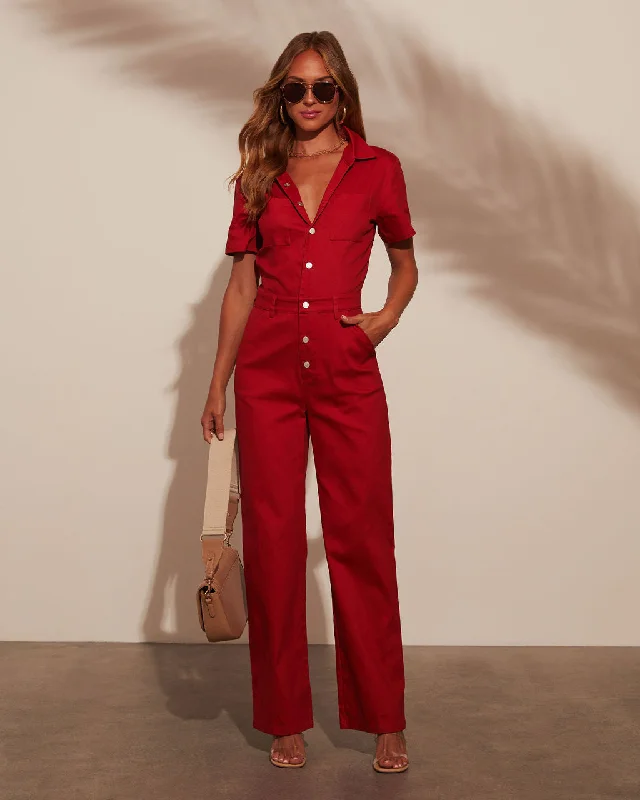 Amirah Button Down Pocketed Jumpsuit