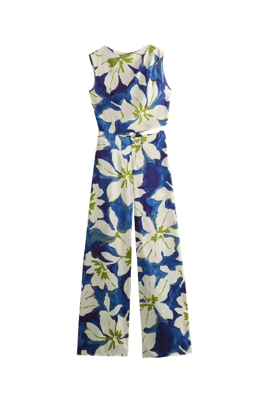 'Charlotte' Sleeveless Floral Jumpsuit