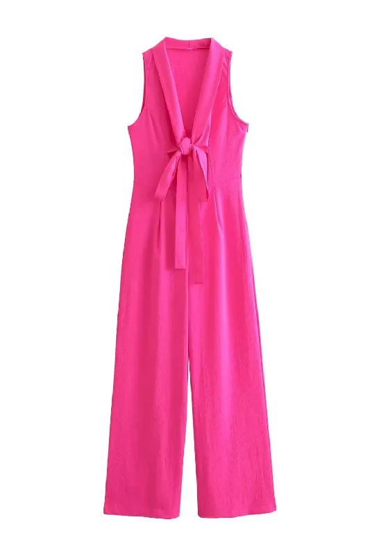 'Ivanna' Sleeveless Tie-front Jumpsuit