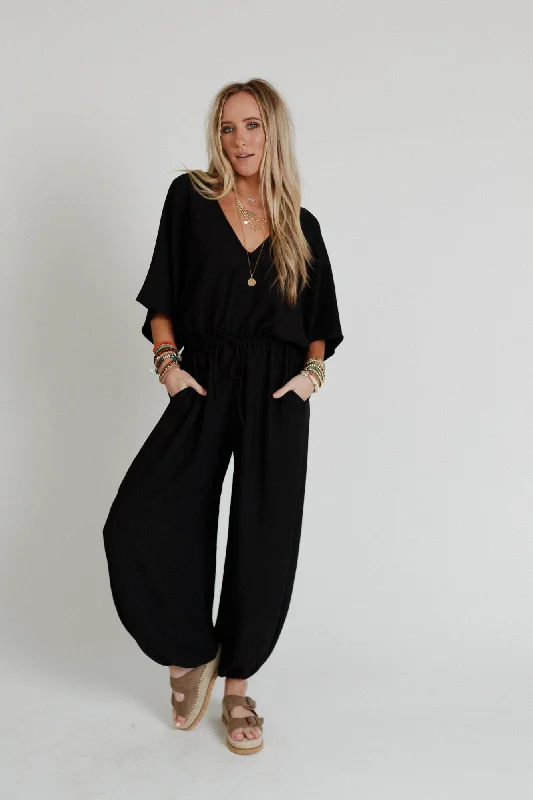 The Nest New Love Relaxed Drawstring Jumpsuit - Black