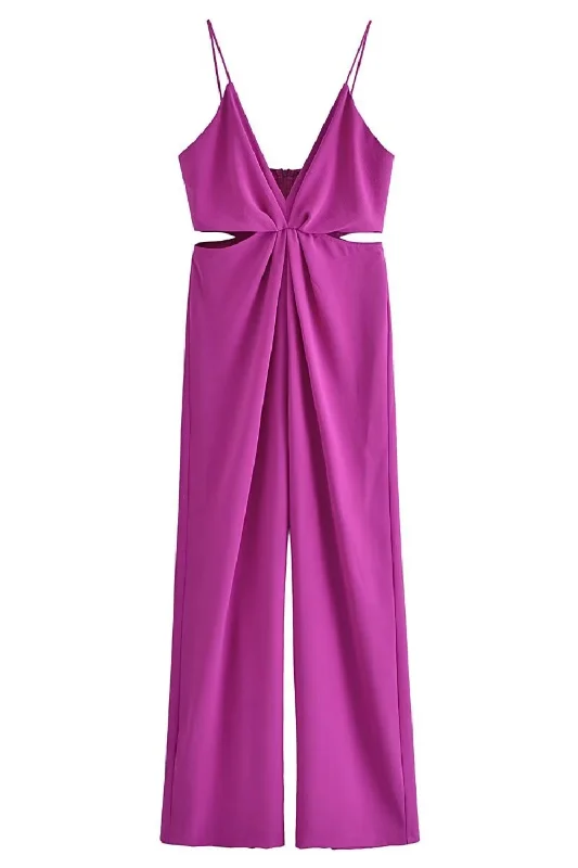 'Ofelia' Sleeveless V-Neck Cut-out Jumpsuit