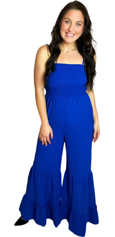 Smocked Ruffle Wide Leg Jumpsuit