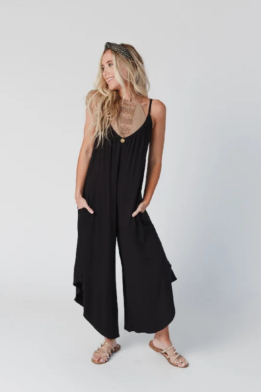 Sunny Daze Wide Leg Jumpsuit - Black