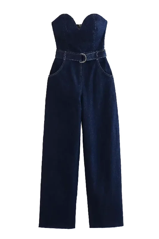 'Willow' Off-Shoulder Denim Jumpsuit