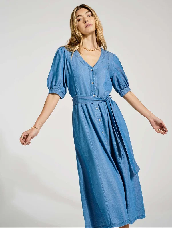 Yasmyn TENCEL™ Dress | Mid Wash Indigo