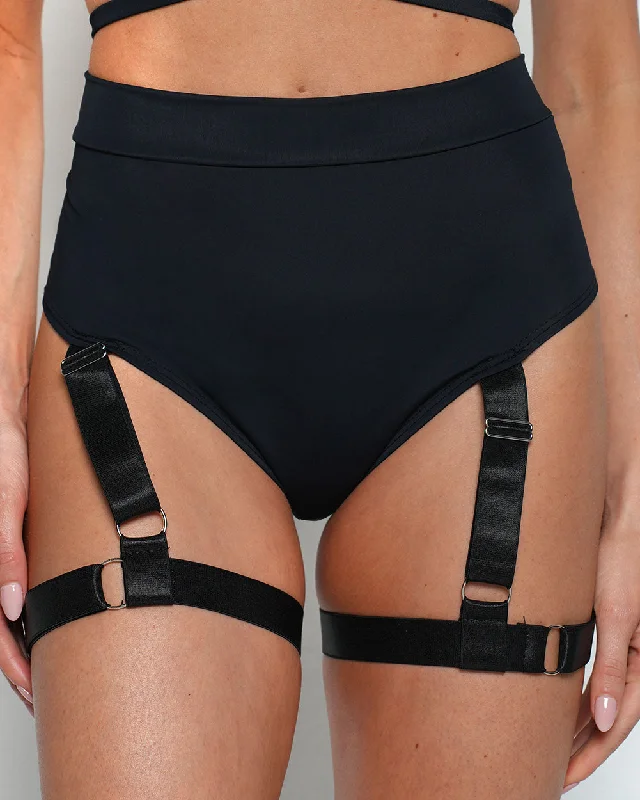 Bring on the Night Recycled Fabric Bottom With Leg Harness - Black