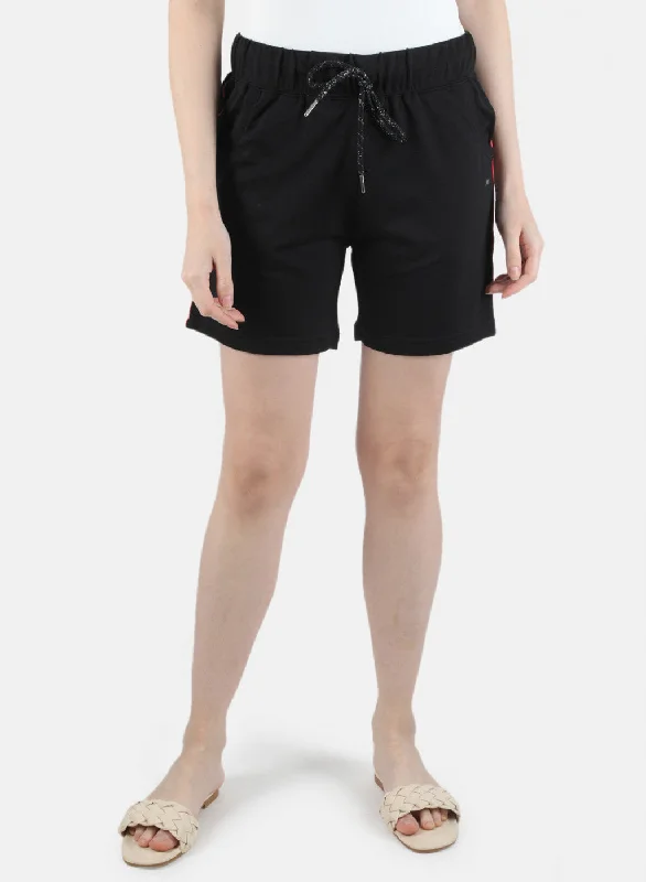 Women Black Plain Short