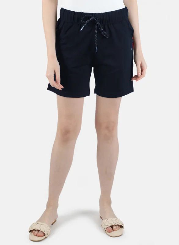 Women Navy Blue Plain Short