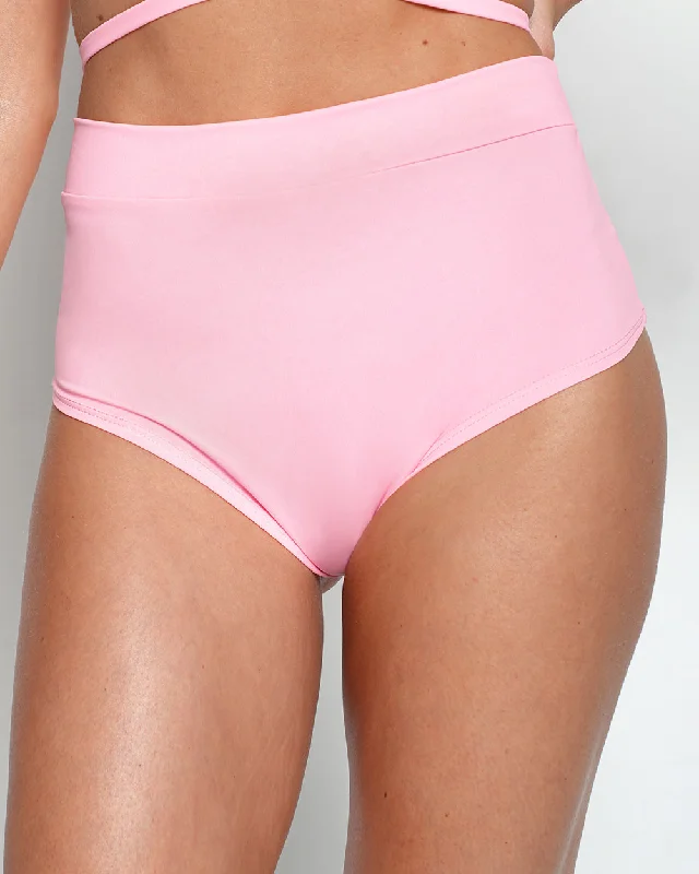 Rave Revolution Recycled Fabric High Waist Booty Shorts - Baby Pink