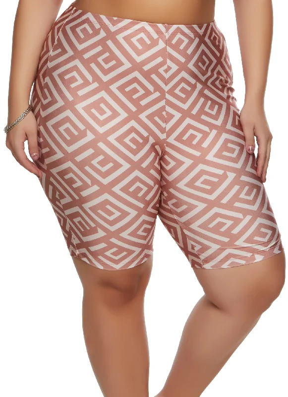 Plus Size Haute Monde Printed Biker Shorts