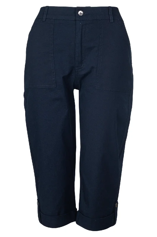 Mid Calf Pants with roll up hem | NAVY | 6812A1