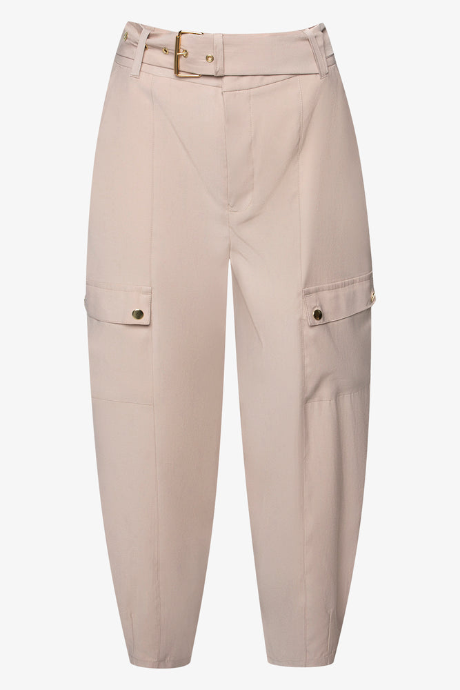 Belted Woven Utility Pant Stone