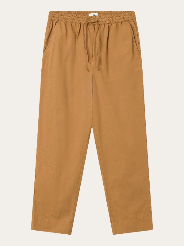 CHLOE barrel high-rise poplin elastic waistband pants - Brown Sugar