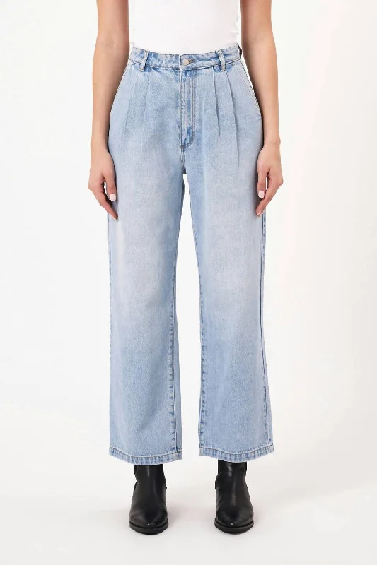 Chloe Pleat Denim Pants In Light Blue