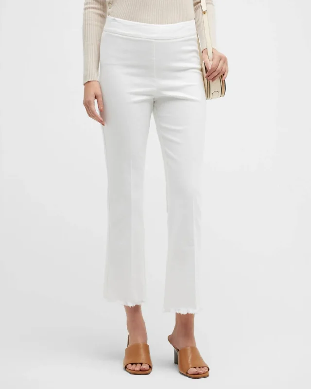 Leo Frayed White Crop Flare Denim Pants